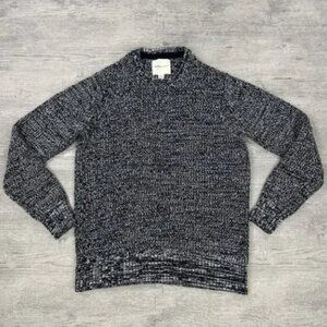 American Eagle Sweater Mens Medium Navy Heavy Knit Stitch Cozy Cabin Thick EUC